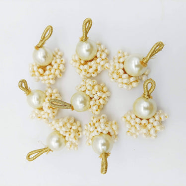 Cream Pearl Bead Tassels Latkan, Indian Latkans, Sewing Latkans